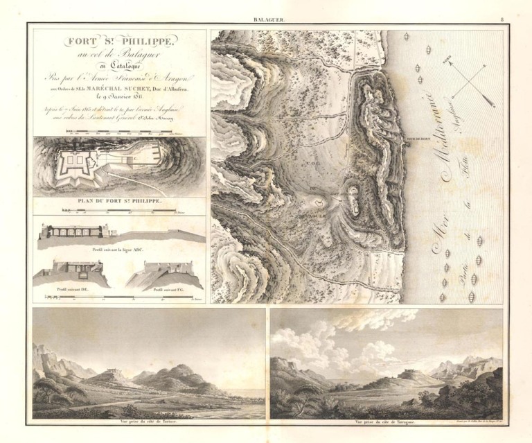 Mapa general del Coll de Balaguer i el seu castell el 1811, obre de l'equip de Suchet.